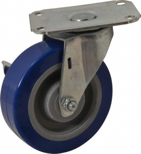 E.R. Wagner 2F9804B25002100 Swivel Top Plate Caster Polyurethane, 4" Wheel Dia, 1-1/4" Wheel Width, 275 lb Capacity, 4-11/16" OAH
