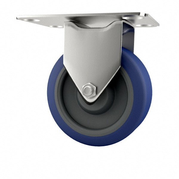 E.R. Wagner 1F9305B25000100 Rigid Top Plate Caster Polyurethane, 5" Wheel Dia, 1-1/4" Wheel Width, 280 lb Capacity, 5-5/8" OAH