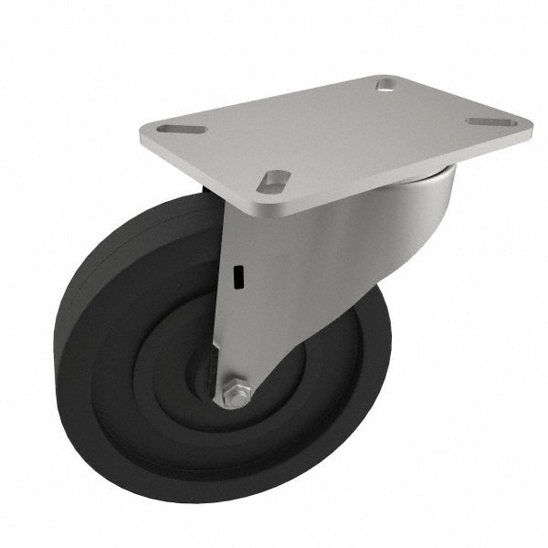 E.R. Wagner 3F28A4B25000797 Swivel Top Plate Caster Polyurethane, 4" Wheel Dia, 1-1/2" Wheel Width, 375 lb Capacity, 5-3/8" OAH