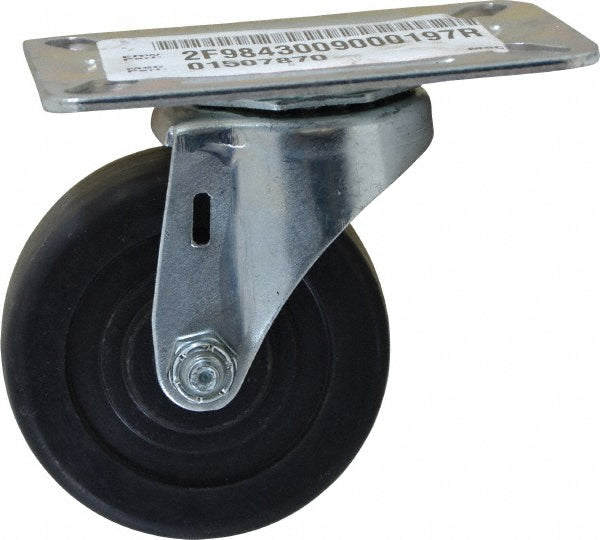 E.R. Wagner 2F9843009000197 Swivel Top Plate Caster Hard Rubber, 3" Wheel Dia, 1-1/4" Wheel Width, 210 lb Capacity, 3-3/4" OAH