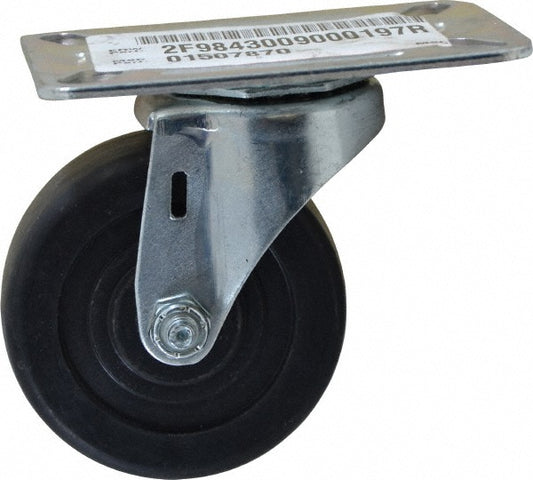 E.R. Wagner 2F9843009000197 Swivel Top Plate Caster Hard Rubber, 3" Wheel Dia, 1-1/4" Wheel Width, 210 lb Capacity, 3-3/4" OAH