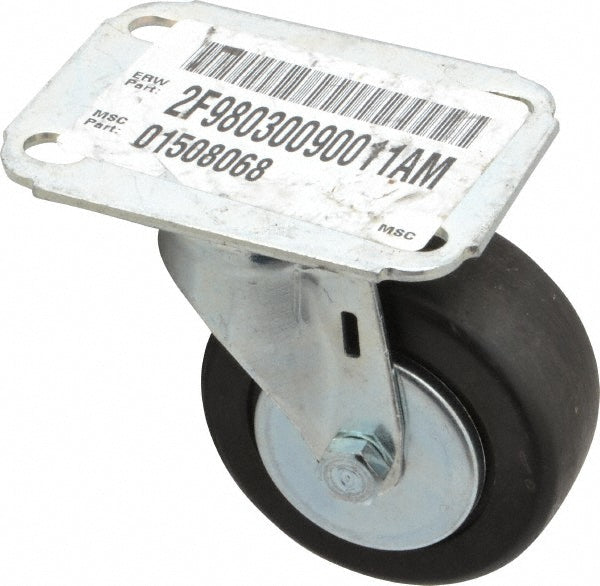 E.R. Wagner 2F98030090011AM Swivel Top Plate Caster Hard Rubber, 3" Wheel Dia, 1-1/4" Wheel Width, 210 lb Capacity, 3-3/4" OAH