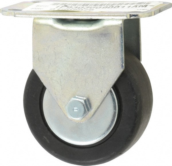 E.R. Wagner 1F93030090011AM Rigid Top Plate Caster Hard Rubber, 3" Wheel Dia, 1-1/4" Wheel Width, 210 lb Capacity, 3-3/4" OAH