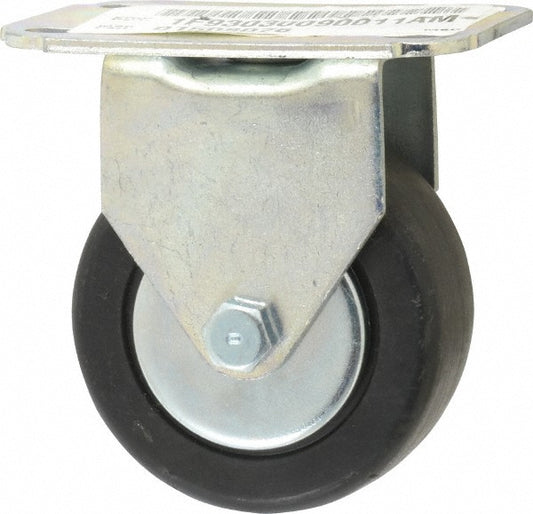 E.R. Wagner 1F93030090011AM Rigid Top Plate Caster Hard Rubber, 3" Wheel Dia, 1-1/4" Wheel Width, 210 lb Capacity, 3-3/4" OAH