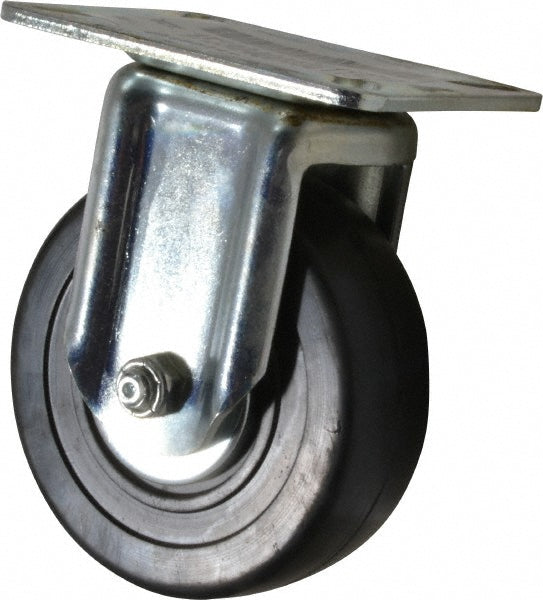 E.R. Wagner 1F2304004001197 Rigid Top Plate Caster Soft Rubber, 4" Wheel Dia, 1-3/8" Wheel Width, 200 lb Capacity, 5-1/16" OAH