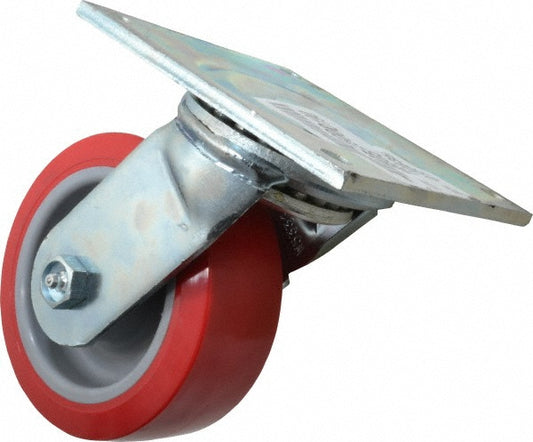 E.R. Wagner 1F8805C25000190 Swivel Top Plate Caster Polyurethane, 5" Wheel Dia, 2" Wheel Width, 750 lb Capacity, 6-1/2" OAH