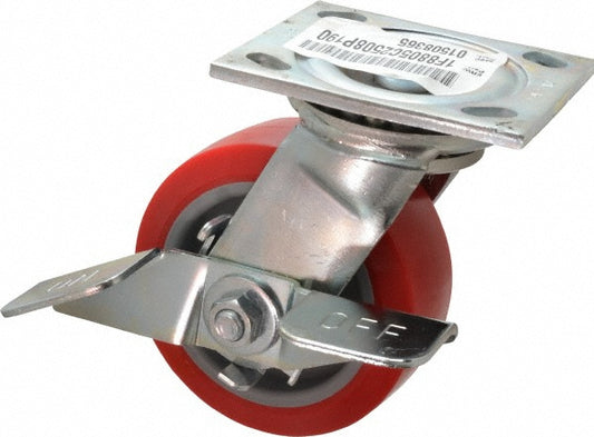 E.R. Wagner 1F8805C2508P190 Swivel Top Plate Caster Polyurethane, 5" Wheel Dia, 2" Wheel Width, 750 lb Capacity, 6-1/2" OAH
