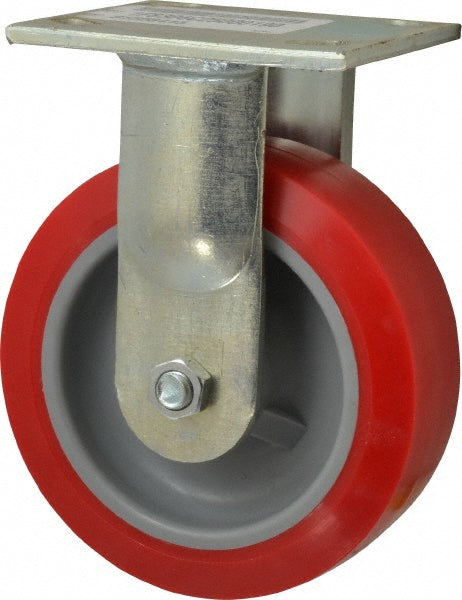 E.R. Wagner 1F8306C25000190 Rigid Top Plate Caster Polyurethane, 6" Wheel Dia, 2" Wheel Width, 900 lb Capacity, 7-1/2" OAH