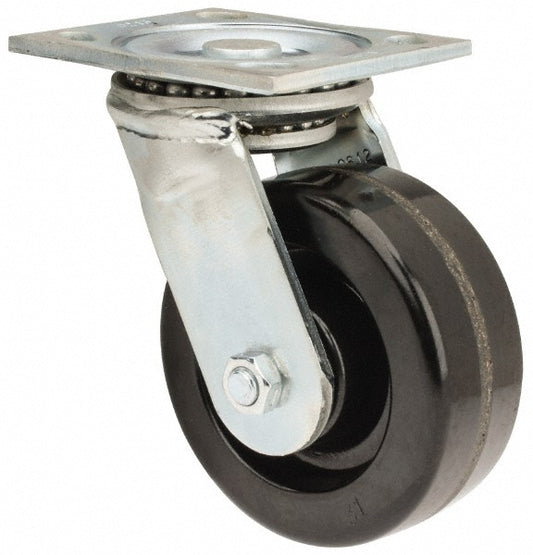 E.R. Wagner 1F8805438000190 Swivel Top Plate Caster Phenolic, 5" Wheel Dia, 2" Wheel Width, 1,000 lb Capacity, 6-1/2" OAH
