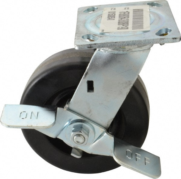 E.R. Wagner 1F880643808P190 Swivel Top Plate Caster Phenolic, 6" Wheel Dia, 2" Wheel Width, 1,200 lb Capacity, 7-1/2" OAH