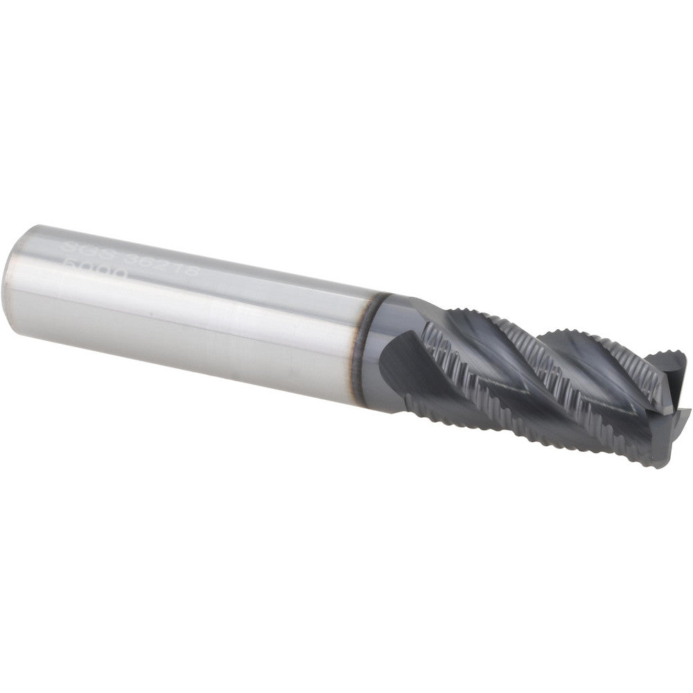 Kyocera SGS Precision Tools 36218 Roughing End Mill 1/2" Dia, 4 Flutes, 0.06" Corner Radius, Chipbreaker, Solid Carbide