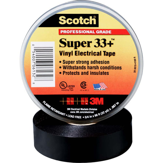 3M 7000057831 Electrical Tape 3/4" Wide, 110' Long, 7 mil Thick, Black