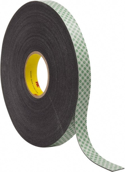 3M 7000123321 Black Double-Sided Urethane Foam Tape 1" Wide, 36 yd Long, 1/16" Thick, Acrylic Adhesive