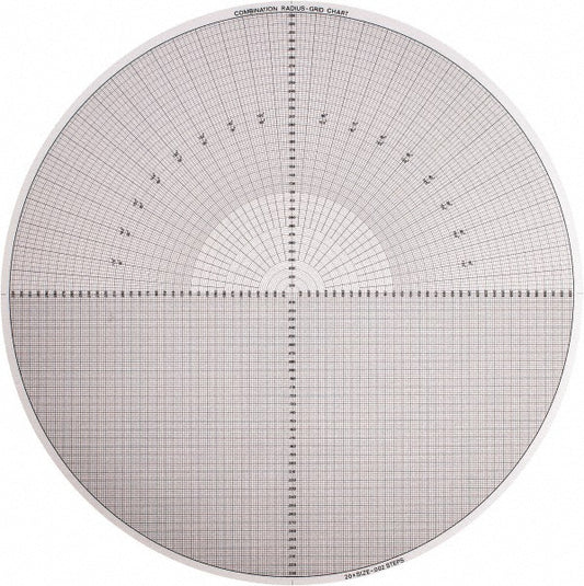 Visual Precision, Inc. 40-374-1 14 Inch Diameter, Grid and Radius, Mylar Optical Comparator Chart and Reticle
