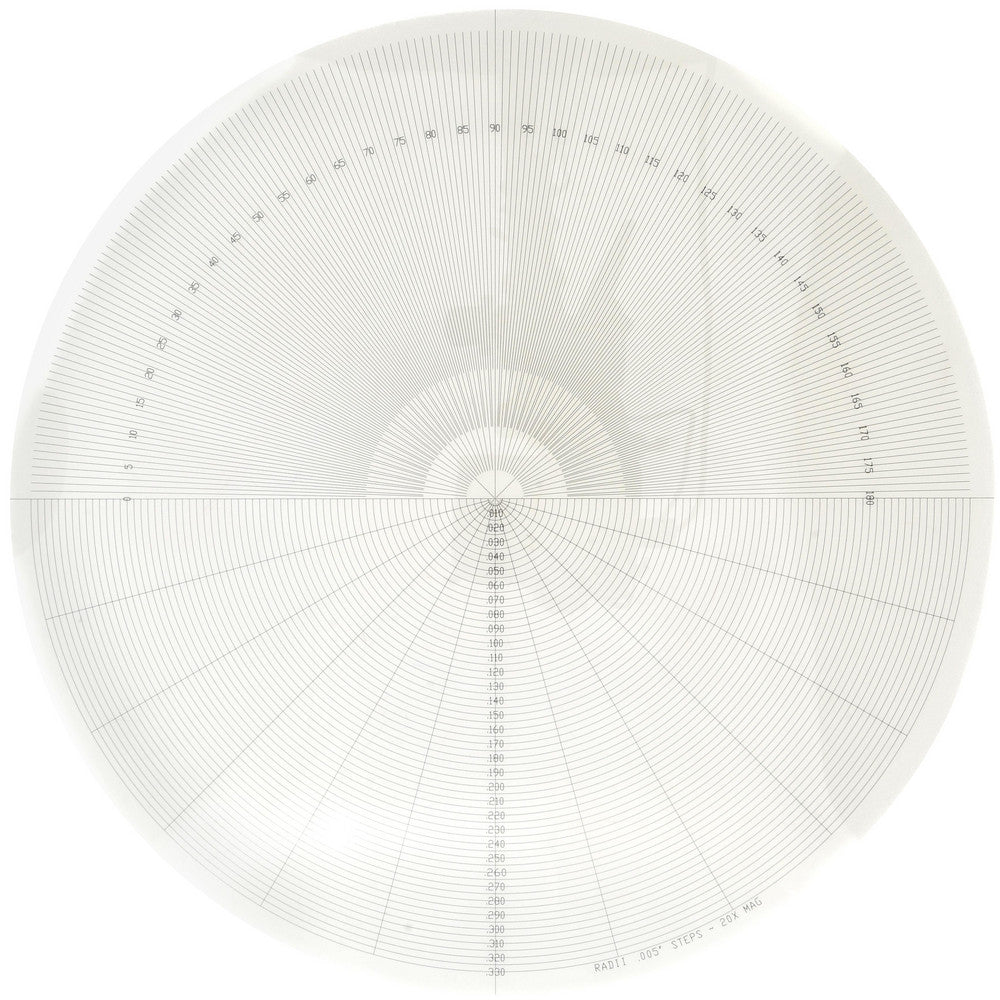 Visual Precision, Inc. 40-380-8 14 Inch Diameter, Radius and Angle, Mylar Optical Comparator Chart and Reticle