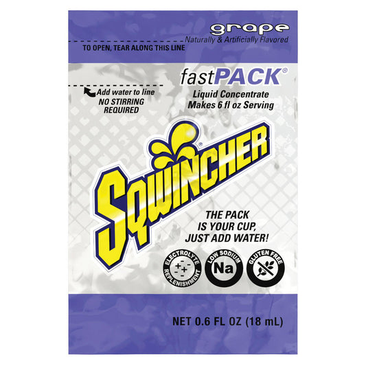 Sqwincher 159015302 Activity Drink 0.6 oz, Packet, Grape, Liquid Concentrate, Yields 6 oz