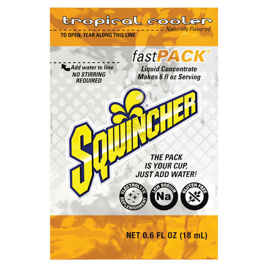 Sqwincher 159015309 Activity Drink 0.6 oz, Pack, Tropical Cooler, Liquid Concentrate, Yields 6 oz