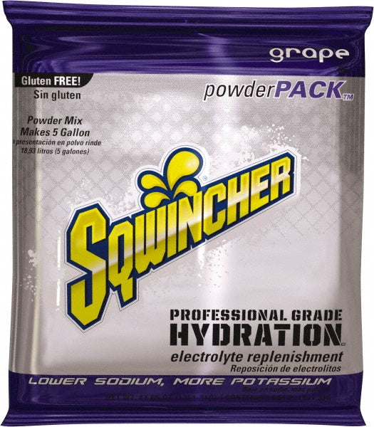Sqwincher 159016406 Activity Drink 47.66 oz, Packet, Grape, Powder, Yields 5 gal
