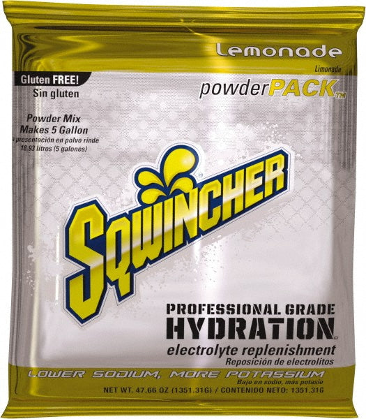 Sqwincher 159016403 Activity Drink 47.66 oz, Packet, Lemonade, Powder, Yields 5 gal