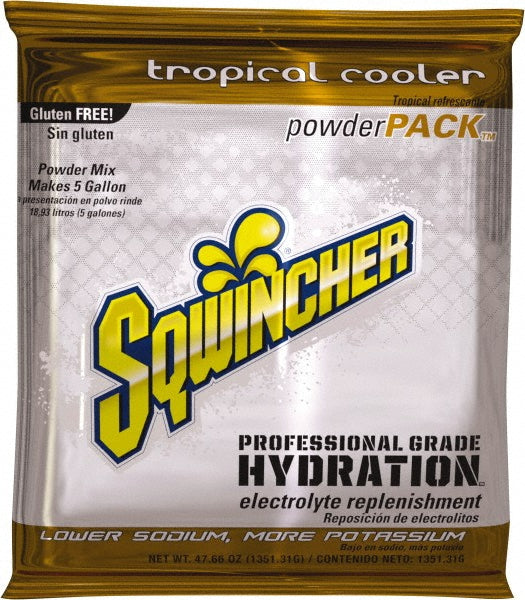Sqwincher 159016409 Activity Drink 47.66 oz, Pack, Tropical Cooler, Powder, Yields 5 gal