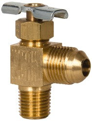 Eaton 330 Needle Valve Flare Angled, 3/8 x 1/4" Pipe, Flare x MNPTF End, Brass Body