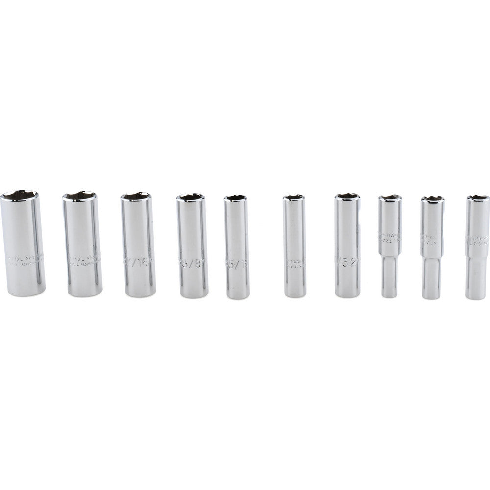 Proto J47102 Deep Socket Set 10 Pc, 1/4" Drive, 3/16 to 9/16" Socket