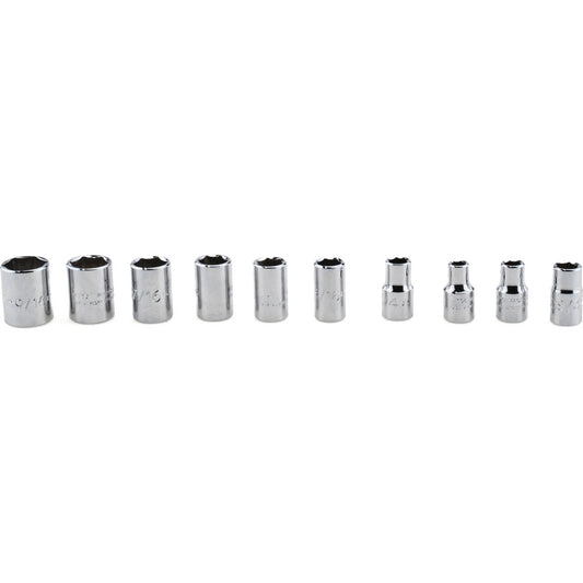 Proto J47106 Standard Socket Set 10 Pc, 1/4" Drive, 3/16 to 9/16" Socket