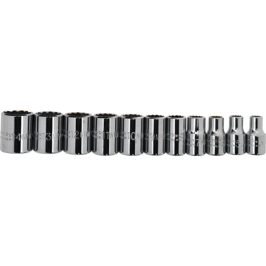 Proto J47201 Standard Socket Set 11 Pc, 1/4" Drive, 5.00 to 14.00" Socket