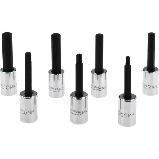 Proto J4990-SMA Hex Bit Socket Set 3/8" Drive, 7 Pc, 4 to 10 mm Hex