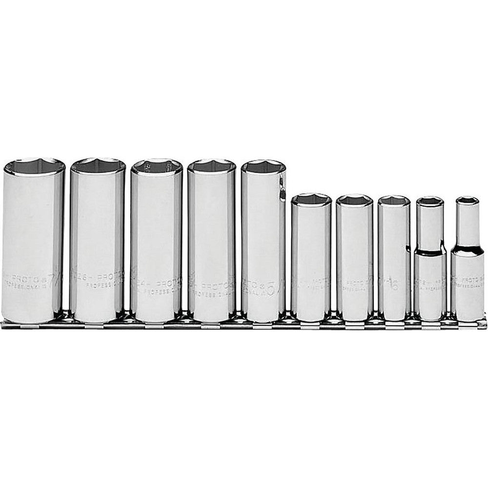 Proto J52111 Deep Socket Set 10 Pc, 3/8" Drive, 5/16 to 7/8" Socket