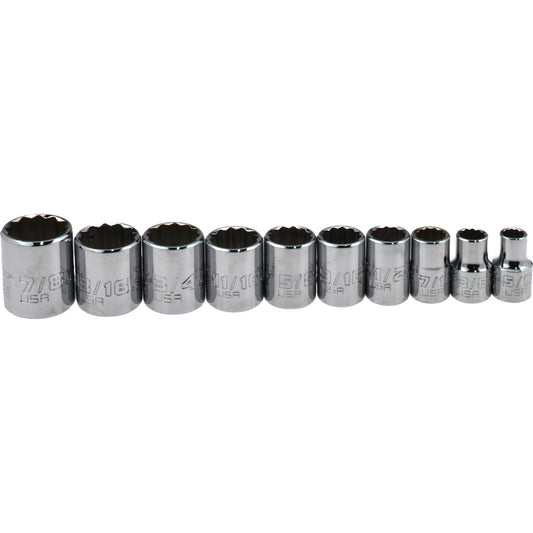 Proto J52118 Standard Socket Set 10 Pc, 3/8" Drive, 5/16 to 7/8" Socket