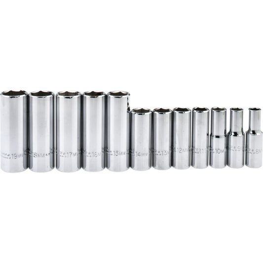 Proto J52205 Deep Socket Set 12 Pc, 3/8" Drive, 8.00 to 19.00" Socket