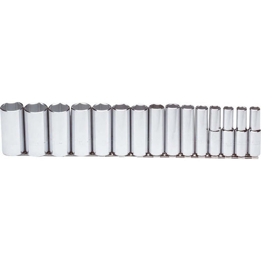 Proto J54103 Deep Socket Set 15 Pc, 1/2" Drive, 5/16 to 1-1/4" Socket