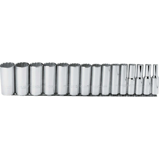 Proto J54107 Deep Socket Set 15 Pc, 1/2" Drive, 3/8 to 1-1/4" Socket