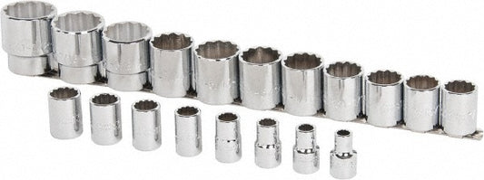 Proto J54113 Standard Socket Set 19 Pc, 1/2" Drive, 3/8 to 1-1/2" Socket