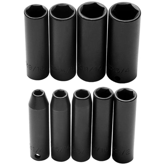 Proto J72112 Deep Impact Socket Set 9 Pc, 3/8" Drive, 1/4 to 3/4" Socket