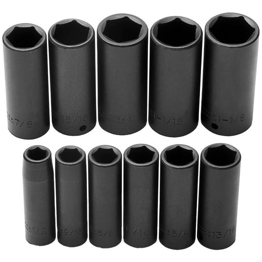 Proto J74112 Deep Impact Socket Set 11 Pc, 1/2" Drive, 1/2 to 1-1/8" Socket