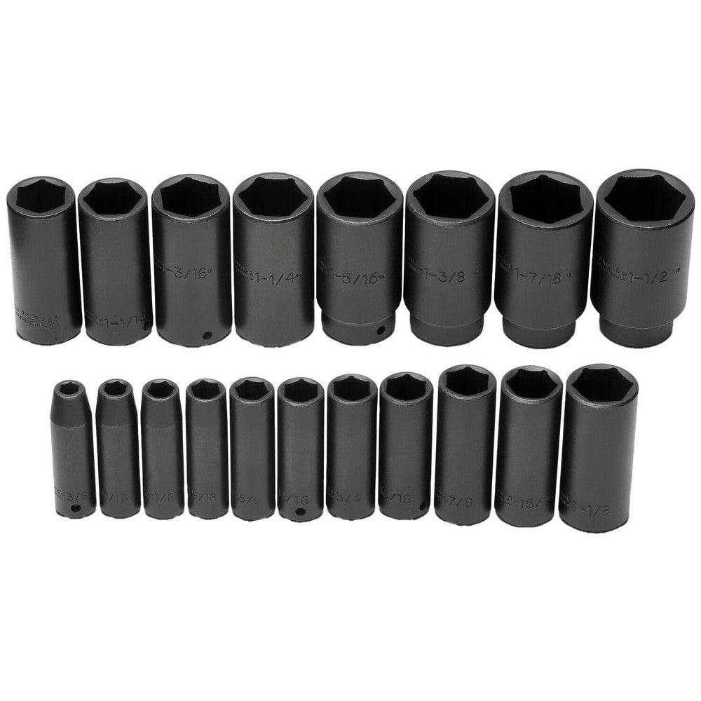 Proto J74116 Deep Impact Socket Set 19 Pc, 1/2" Drive, 3/8 to 1-1/2" Socket
