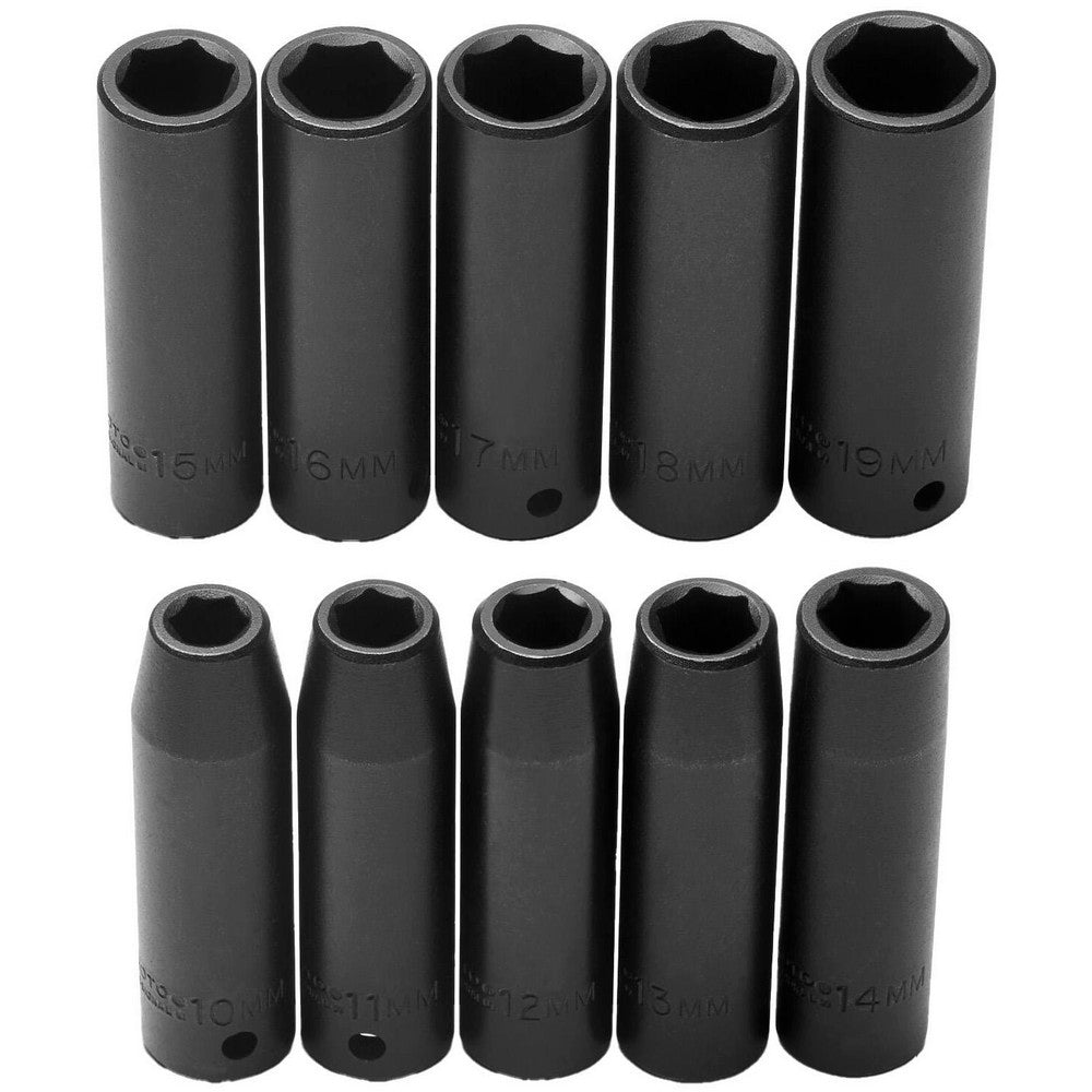 Proto J74212 Deep Impact Socket Set 10 Pc, 1/2" Drive, 10.00 to 19.00" Socket