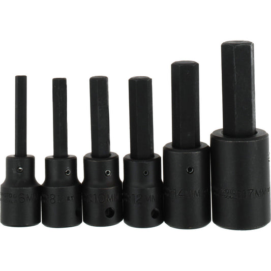 Proto J74252 Hex Bit Socket Set 1/2" Drive, 6 Pc, 6 to 17 mm Hex