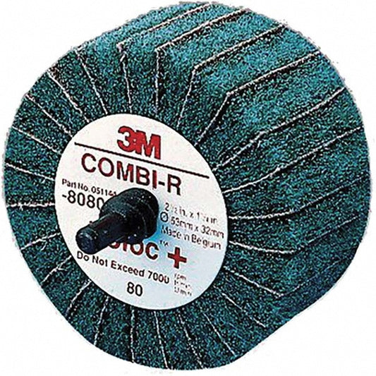 3M 7000077960 Mounted Flap Wheel 2-1/2" Dia, 1-1/4" Face Width, 80 Grit, Aluminum Oxide