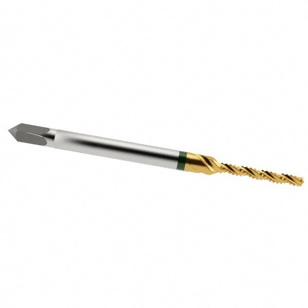 Guhring 9039220021840 Spiral Flute Tap #2-56, UNC, 3 Flute, Modified Bottoming, 2B Class of Fit, Cobalt, TiN Finish
