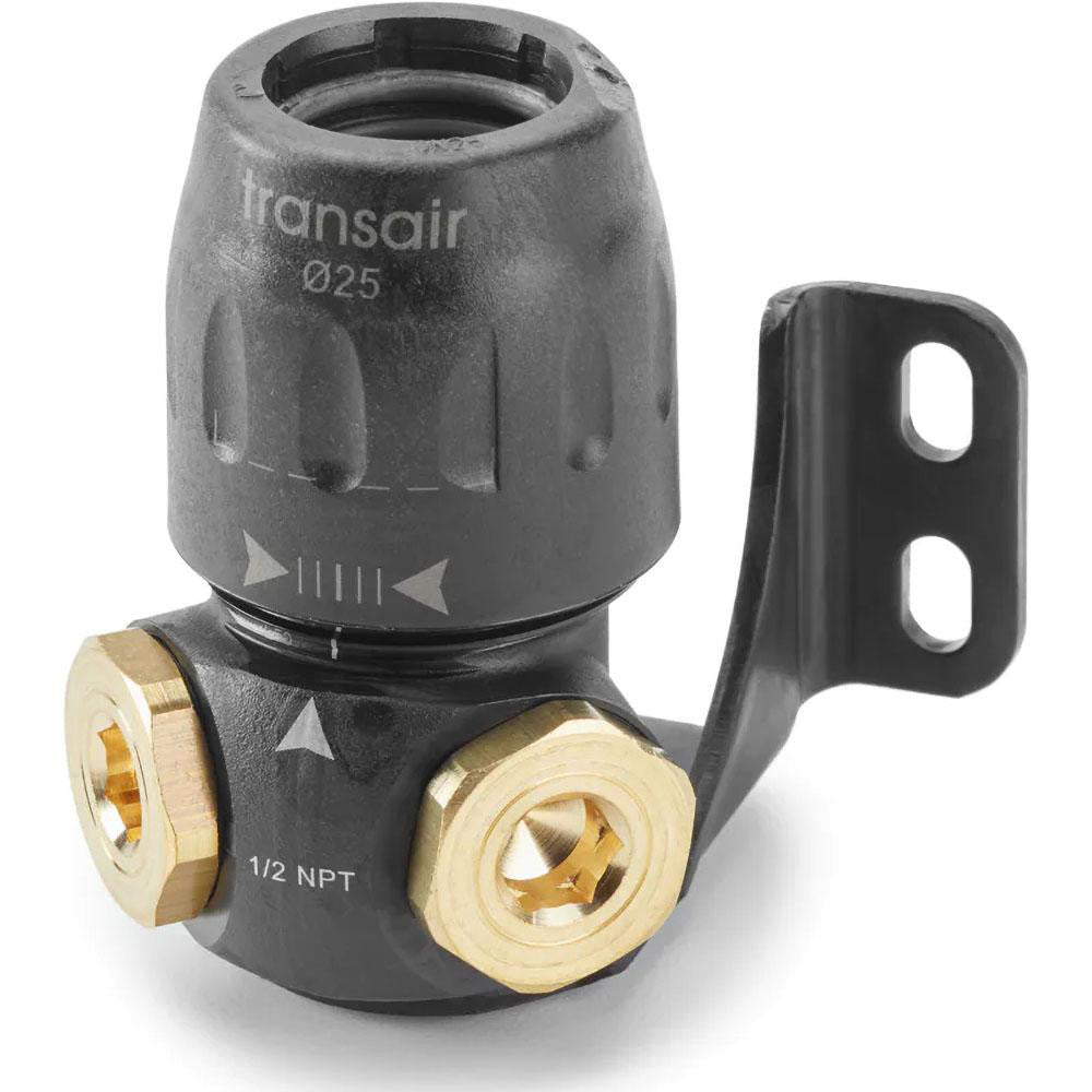 Transair 6684 25 22 Air Hose 90 degrees Two Port Wall Bracket Plastic