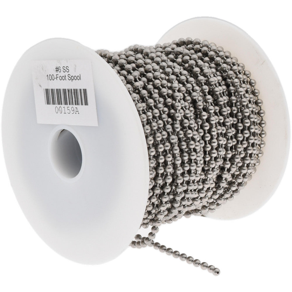 BALL CHAIN MFG. CO., INC. 00159A Number 6 Trade Size Stainless Steel Ball Chain