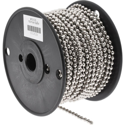 BALL CHAIN MFG. CO., INC. 00182A Number 10 Trade Size Stainless Steel Ball Chain