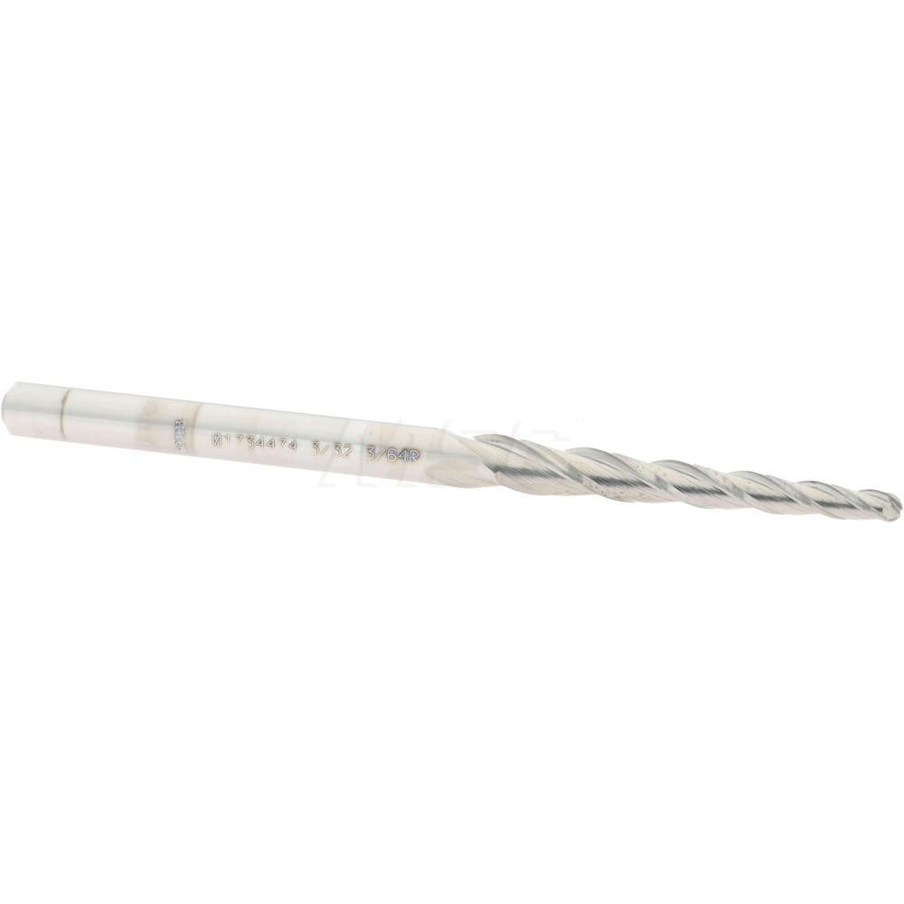 Accupro 01734474 Tapered End Mill 2 deg Angle per Side, 3/32" Small Dia, 1-1/4" LOC, 3 Flute, Solid Carbide, Ball End