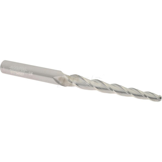 Accupro 01734557 Tapered End Mill 2 deg Angle per Side, 1/4" Small Dia, 3-1/4" LOC, 3 Flute, Solid Carbide, Ball End