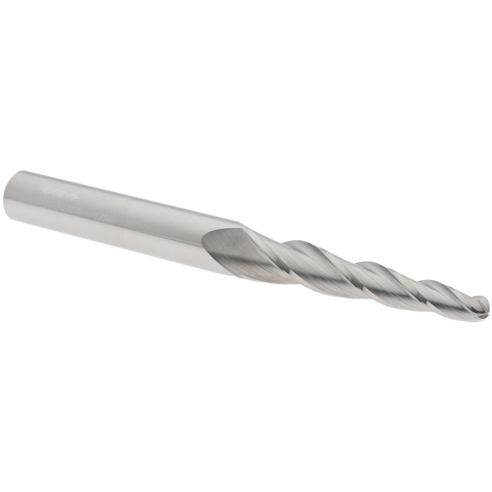 Accupro 01734789 Tapered End Mill 3 deg Angle per Side, 1/4" Small Dia, 2-1/4" LOC, 3 Flute, Solid Carbide, Ball End