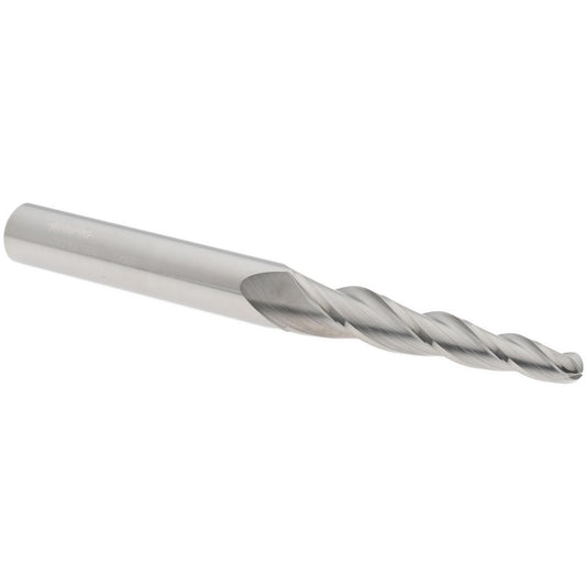 Accupro 01734789 Tapered End Mill 3 deg Angle per Side, 1/4" Small Dia, 2-1/4" LOC, 3 Flute, Solid Carbide, Ball End