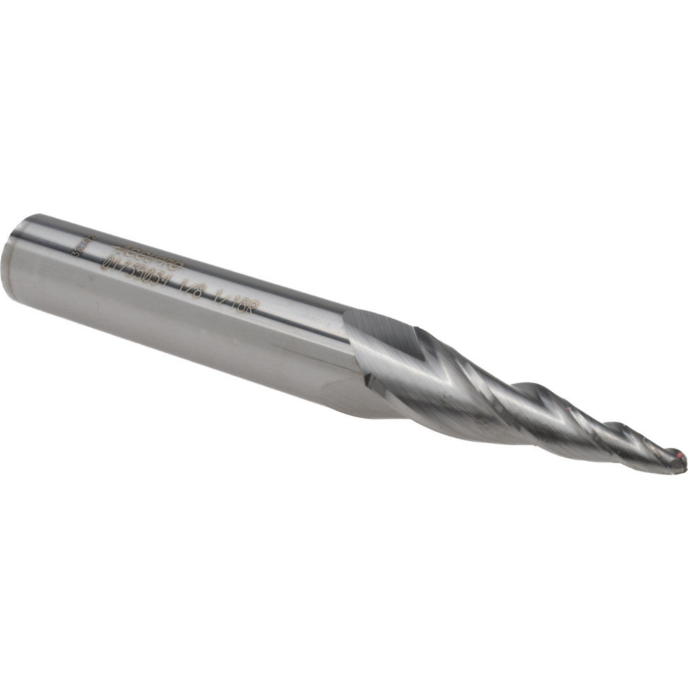 Accupro 01735034 Tapered End Mill 7 deg Angle per Side, 1/8" Small Dia, 1-1/2" LOC, 3 Flute, Solid Carbide, Ball End